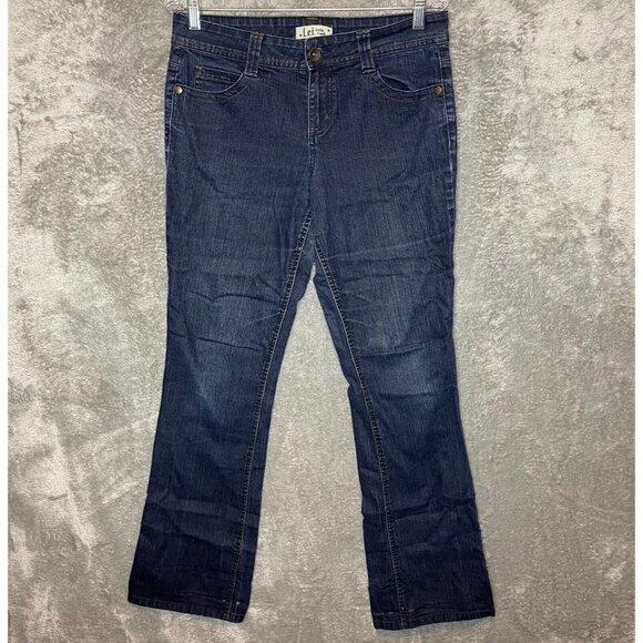 LEI Juniors Y2K Ashley Trouble Dark Wash Stretch Mid Rise Bootcut Denim Jean 11 - Picture 3 of 13